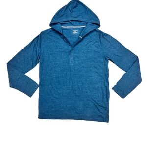 Express Men’s Blue Henley Shirt with Hood